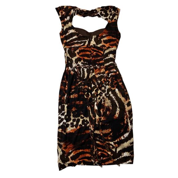 Cache Dress Body Con Animal Print Dress Belted Size 8 New With Tag - Picture 7 of 10
